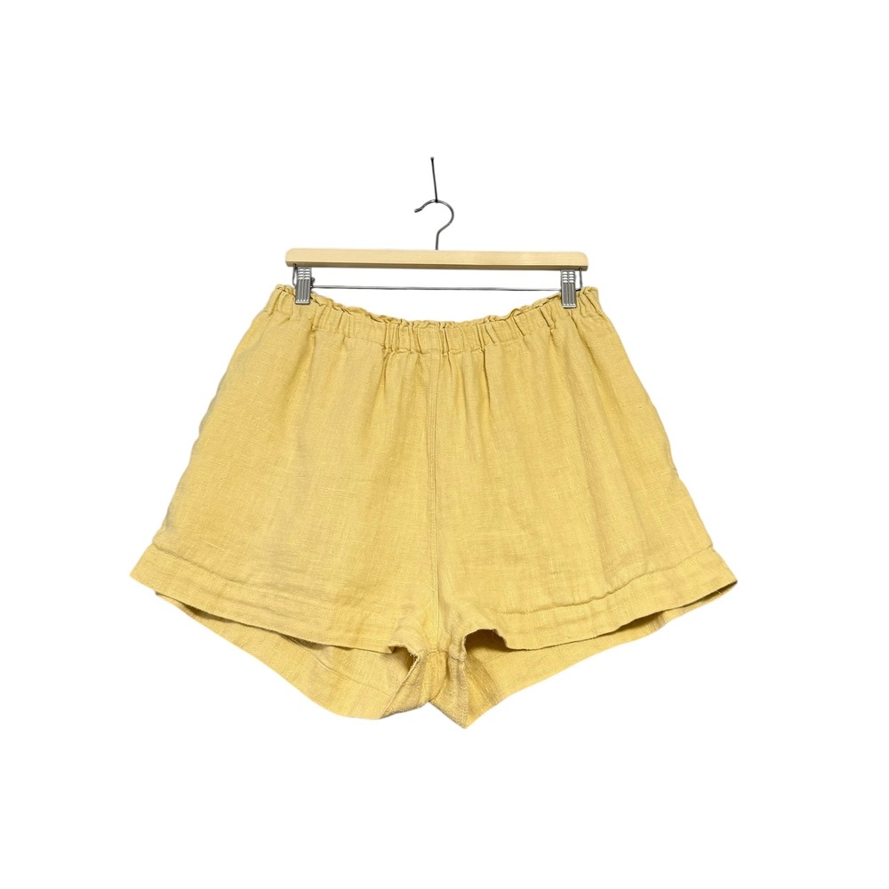 Shelter | Eva Shorts in Butter Yellow 100% Linen Elastic Waist Size XL - Picture 2 of 15